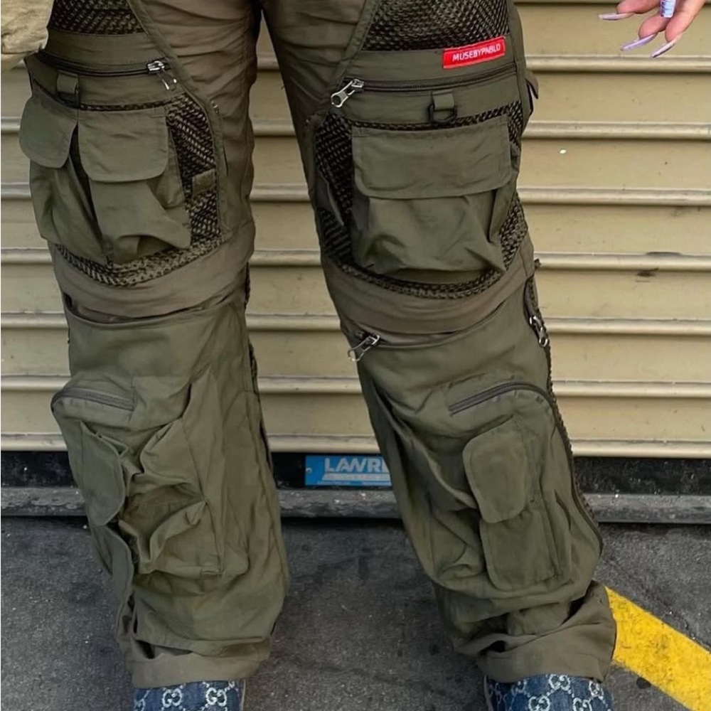 Mens Olive Green Convertible Cargo Pants